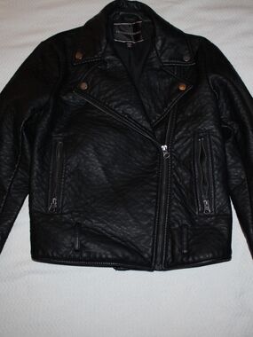 Victoria's Secret Black Faux Leather Moto Jacket No Belt